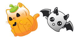 Halloween Cat and Ghost Bat  Curseur
