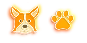 Orange Corgi Dog and Paw Neon Curseur