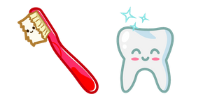 Cute Toothbrush and Tooth Cursor
