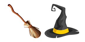 Witch Broom and Hat Curseur